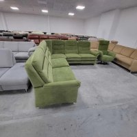 Зелен ъглов диван от плат с ел.релакс и фотьойл "PP - PF20073", снимка 3 - Дивани и мека мебел - 39965022