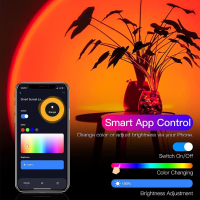PANAMALAR Smart Sunset WiFi прожекционна лампа/Гласово/Таймер/180°/App Control за фотография, снимка 4 - Прожектори - 44874646