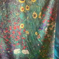 Копринен шал  с репродукция на картина на Gustav Klimt, снимка 14 - Шалове - 37483227