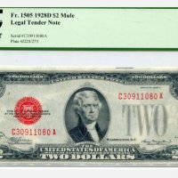 RARE. USA 🇺🇸 $ 2 DOLLARS 1928-D MULE. PCGS 64, снимка 1 - Нумизматика и бонистика - 38850563