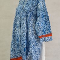 Дамска риза-туника с фигурален принт в синьо, бяло и червено Ble collection - S/M/L, снимка 3 - Ризи - 43097826