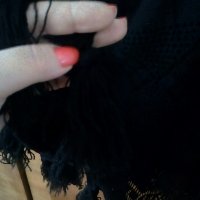 Голям черен памучен шал, снимка 5 - Шалове - 43063856