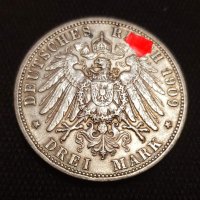3 марки 1909 сребро, снимка 1 - Нумизматика и бонистика - 43326913