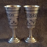 Сребърни сребро с позлата и ниело чифт руски перфектни чашки чаша, снимка 1 - Антикварни и старинни предмети - 39567516