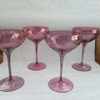 Ретро стъклени чаши цветно стъкло , снимка 1 - Антикварни и старинни предмети - 37552695