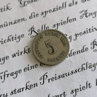 Райх монета - Германия - 5 пфенига | 1893г.; серия J, снимка 1 - Нумизматика и бонистика - 29013244