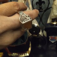 Мъжки масивен сребърен пръстен ръчна изработка с бял сапфир , снимка 7 - Пръстени - 43024561