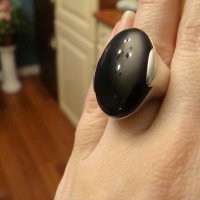 Внушителен сребърен пръстен с естествен оникс , снимка 1 - Пръстени - 26591300