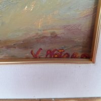 Чудесна майсторска картина масло на платно подпис рамка, снимка 3 - Антикварни и старинни предмети - 35086383