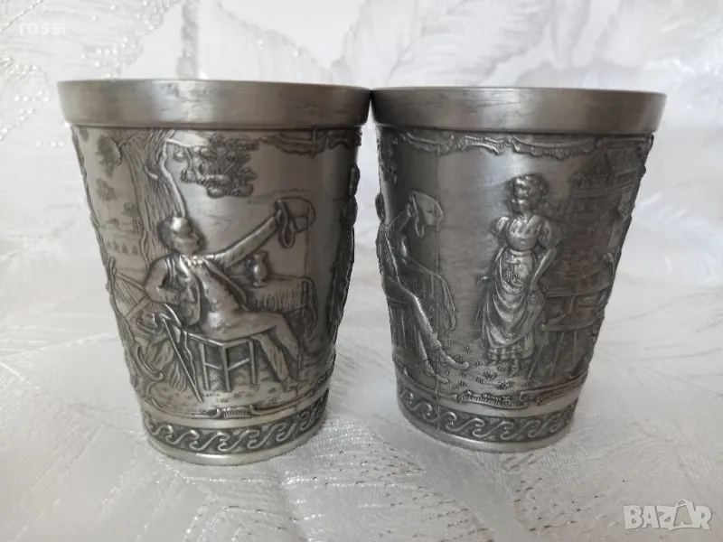 Vintage. Не използвани. Две немски чаши от калай. Серия Lindenwirthin. чаша, снимка 1