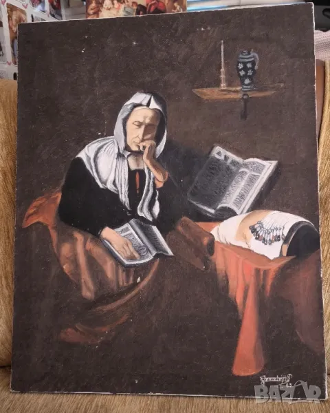 Маслена картина  Old woman sleeping, снимка 1