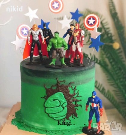 Тор Супермен Батман Айрън Мен Капитан Америка Марвел Marvel Avengers пластмасова фигурка за игра, снимка 1