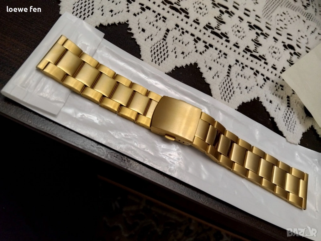 Верижка за часовник стомана златиста злато 24 мм!, снимка 1