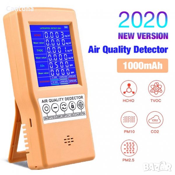 Монитор за качеството на въздуха за CO2, формалдехид, TVOC, снимка 1