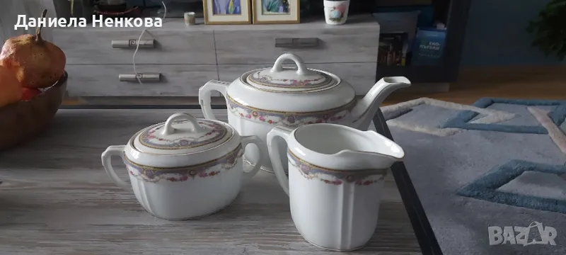 Красив комплект чайник, латиера и захарница, снимка 1
