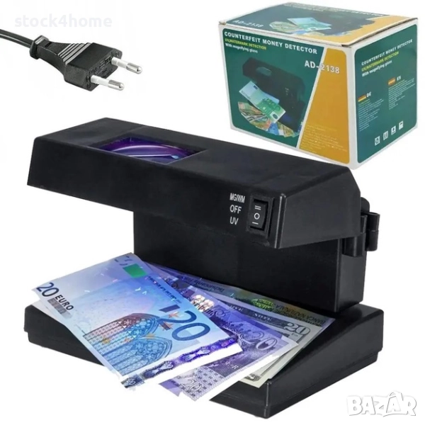 Професионален UV детектор AD2138 за фалшиви банкноти с лупа, снимка 1
