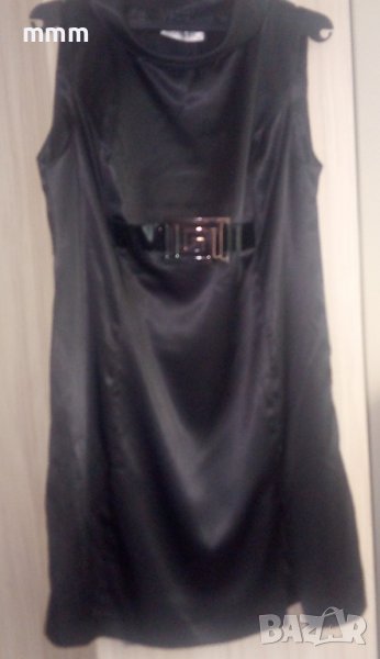 Черна, елегантна рокля-сатен, снимка 1