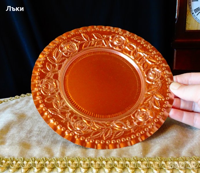 Немска метална чиния с рози 21 см. , снимка 1