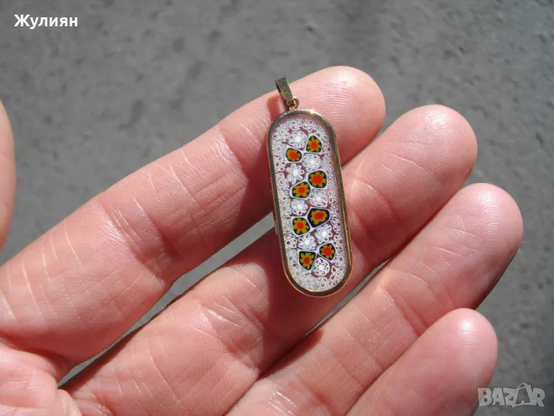 СТАРА ВИСУЛКА МУРАНО СЪС СРЕБЪРЕН ПОЗЛАТЕН ОБКОВ , снимка 1