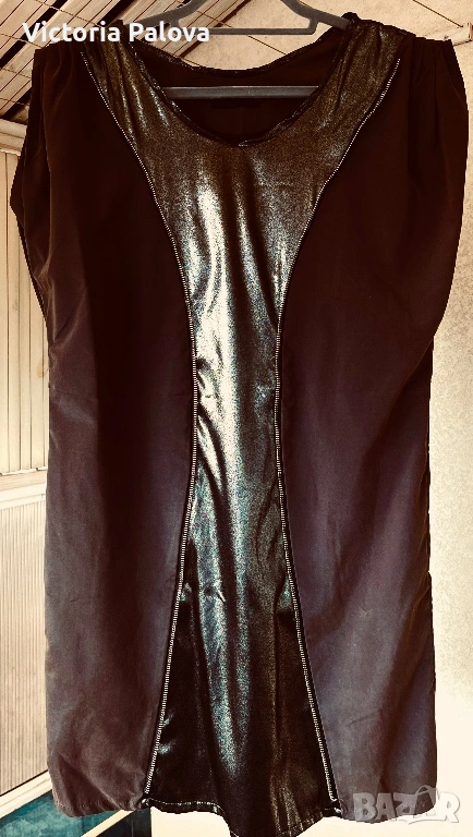 Ефектна дизайнерска рокля ULDAHI цвят mocha, снимка 1