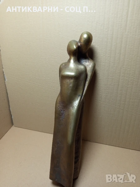 Голяма Стара Бронзова Статуя Скулптура Влюбена Двойка 6кг., снимка 1