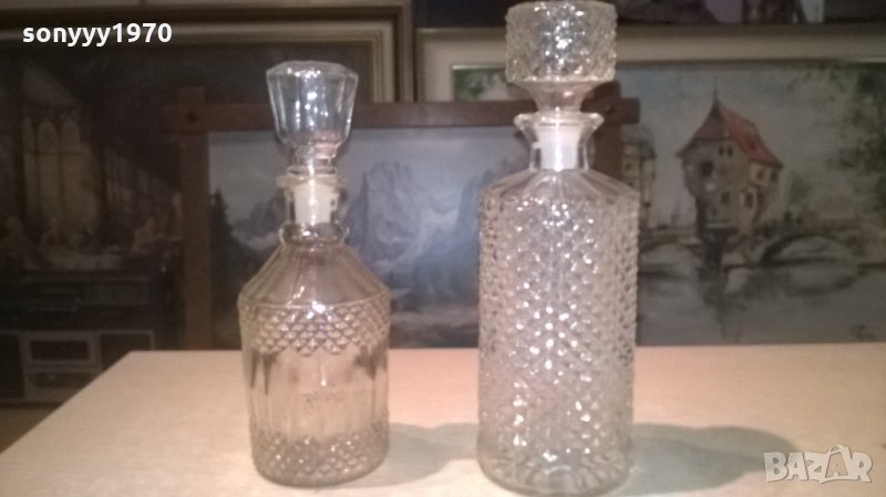 стъкленици с тапи за колекция коняк или уиски-2бр, снимка 1