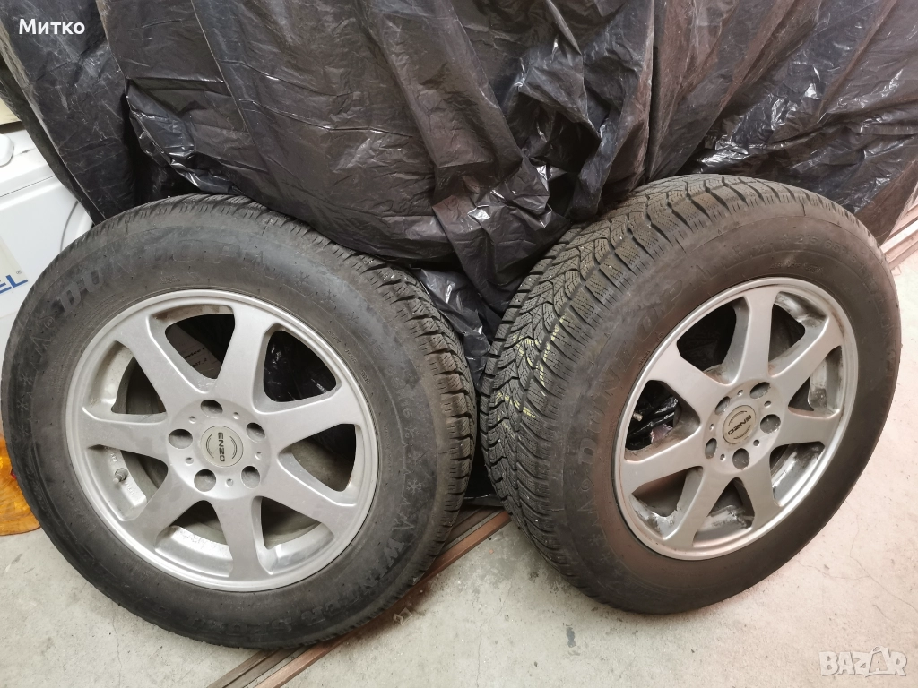 4 зимни гуми  215/65/16 Dunlop и 4бр. алуминиеви джанти 5х114,3, 16 цола, , снимка 1