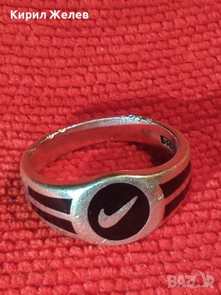 NIKE Марков ЕМАЙЛИРАН СРЕБЪРЕН АРТ ПРЪСТЕН СРЕБРО 925 АК - НАЙК ОРИГИНАЛЕН с МАРКИРОВКИ 34613, снимка 1