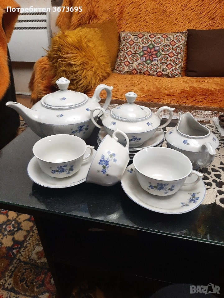 Порцеланов сервиз  за чай с 6 чаши 6 чиний, снимка 1