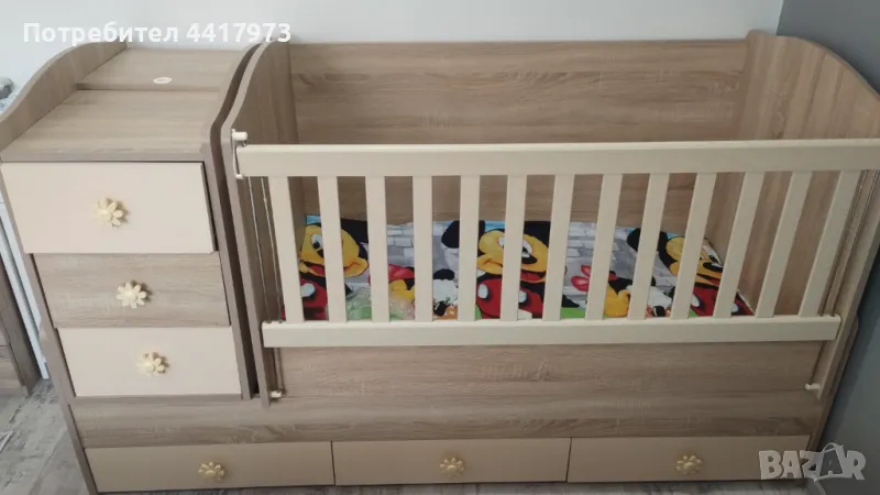 Детска дървена кошара + матрак, снимка 1