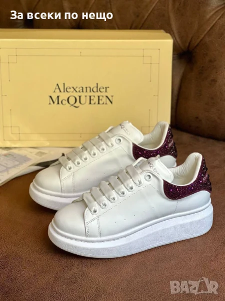 Alexander McQueen Дамски Бели Маратонки С Кристали👟Дамски Спортни Обувки Александър Макуин Код E583, снимка 1
