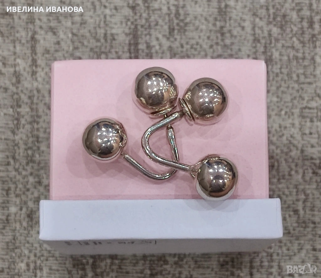 Дамски сребърни обеци с топчета, снимка 1