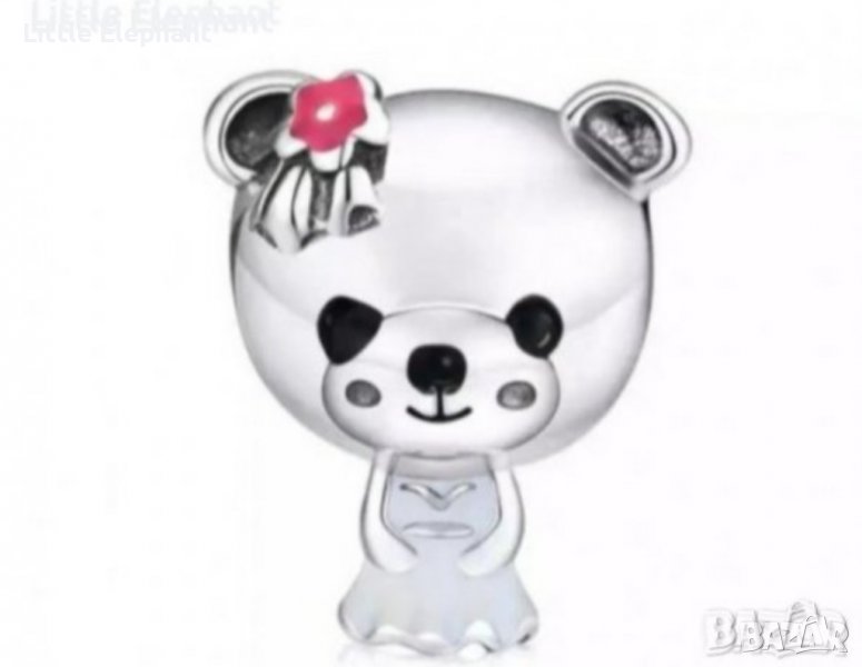 Сребърен елемент мече"Girl teddybear"/нов, снимка 1