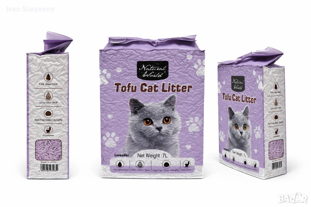 Котешка тоалетна - тофу пелети 7L/2.5кг, снимка 1