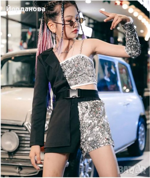 Асиметричен Детски парти комплект с пайети , снимка 1