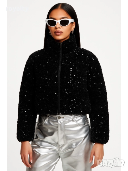 Черно Дамско Яке С Две Лица , снимка 1