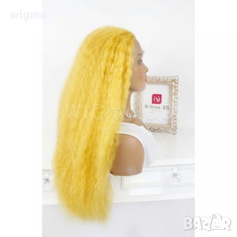 Дълга къдрава жълта лейс фронт перука Анджелика, снимка 2 - Аксесоари за коса - 29241028