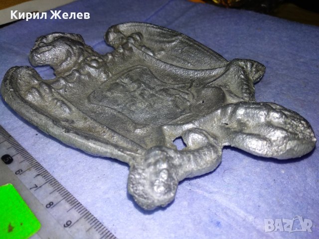 СТАРИНЕН ГОТИЧЕСКИ с РИЦАРСКИ ГЕРБ и ДРАКОН СРЕБРИСТ МЕТАЛЕН ПЕПЕЛНИК КОЛЕКЦИОНЕРСКА ЧИНИЙКА 41551, снимка 8 - Колекции - 43663201