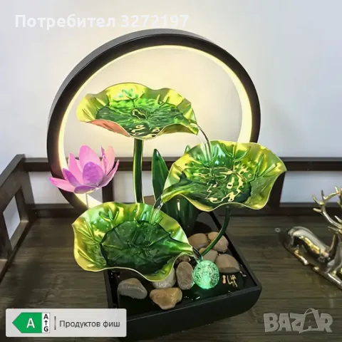 USB 3-степенен релаксиращ настолен,водопад-фонтан,LED пръстеновидна светлина за декорация, снимка 5 - Декорация за дома - 49764616