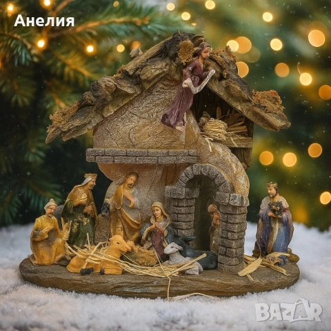 Коледна сцена „Рождество Христово“ – завършена ясла с фигури, която носи смисъл и уют у дома, снимка 2 - Декорация за дома - 52041689