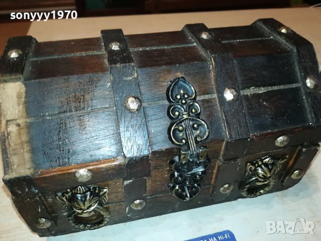 ДЪРВЕНА КУТИЯ КОВЧЕЖЕ С ОБКОВ ВНОС ФРАНЦИЯ 0201241922, снимка 4 - Антикварни и старинни предмети - 43626604