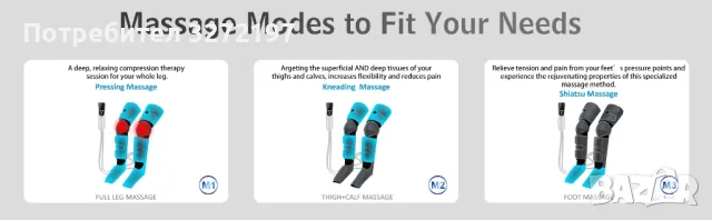 360° масажор за крака,въздушно налягане,топлина лимфен дренаж+чанта, снимка 9 - Масажори - 48106123