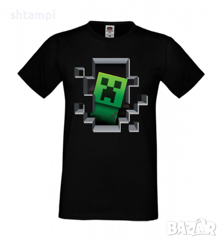 Мъжка тениска Creeper Face 4,Minecraft,Игра,Забавление,подарък,Изненада,Рожден Ден., снимка 2 - Тениски - 36492807
