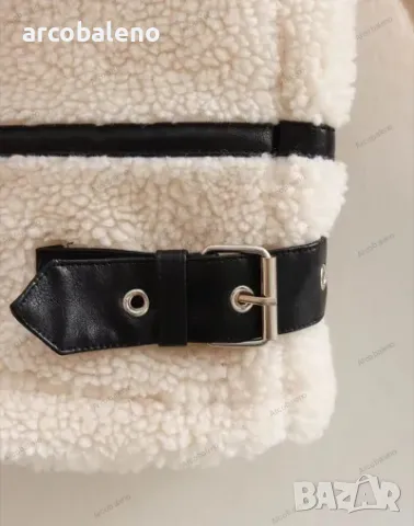 Ново есенно-зимно дамско яке с кожен ревер, снимка 2 - Якета - 47469118