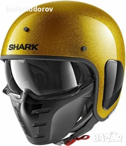 Мото каска SHARK S-DRAK GOLD,размер S 55-56см.,маска,очила,топ цена!!!, снимка 1