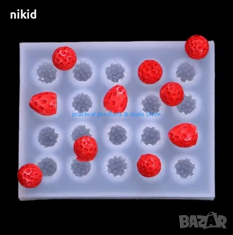 3D Малини ягоди малина ягода 20 бр силиконов молд форма за декор украса торта фондан шоколад и др, снимка 3 - Форми - 27194707