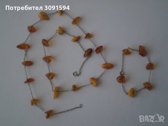 Дамски комплект от  колие  и гривна  от естествен кехлибар и сребро, снимка 16 - Антикварни и старинни предмети - 36963295