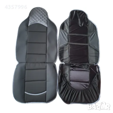  Комплект универсални калъфи за седалки на МПС - 2бр/к-т - черно със сиво, снимка 3 - Аксесоари и консумативи - 48969808