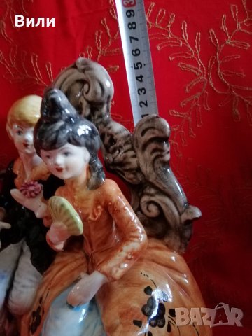 Романтична порцеланова фигура в стил барок, снимка 5 - Антикварни и старинни предмети - 36887549