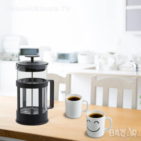 Френска преса за чай и кафе, З5Омл/бООмл. Стъкло с пластмасова основа, снимка 3 - Други - 53430664